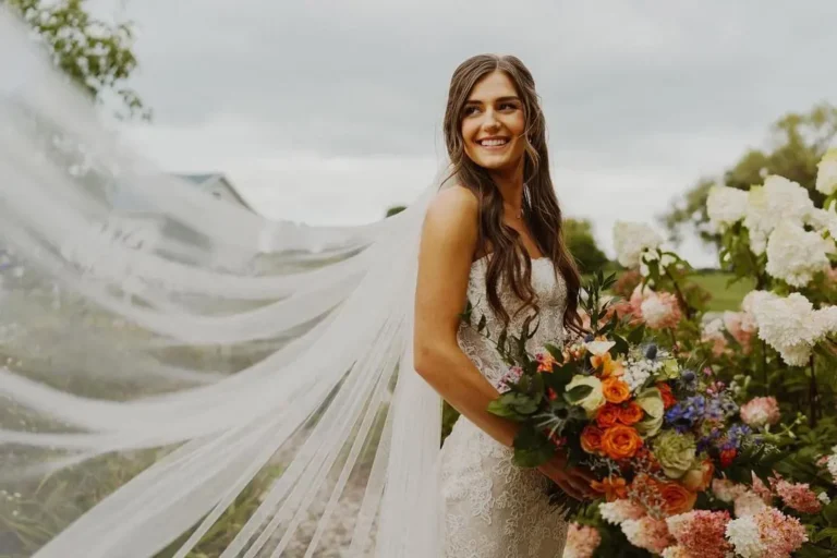 bride at wedding with makeup on